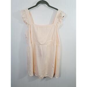 Isabel Maternity Women's New! Peach White Stripe Blouse Size L flutter Sleeve